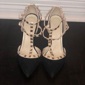 Studded high heel wedge